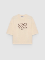 %Pto% Camiseta cuello redondo crudo vista frontal
