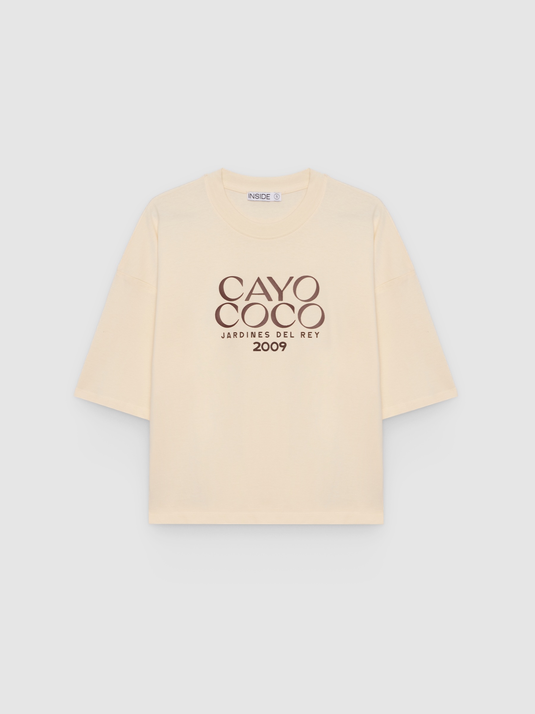 Camiseta cuello redondo crudo vista media frontal