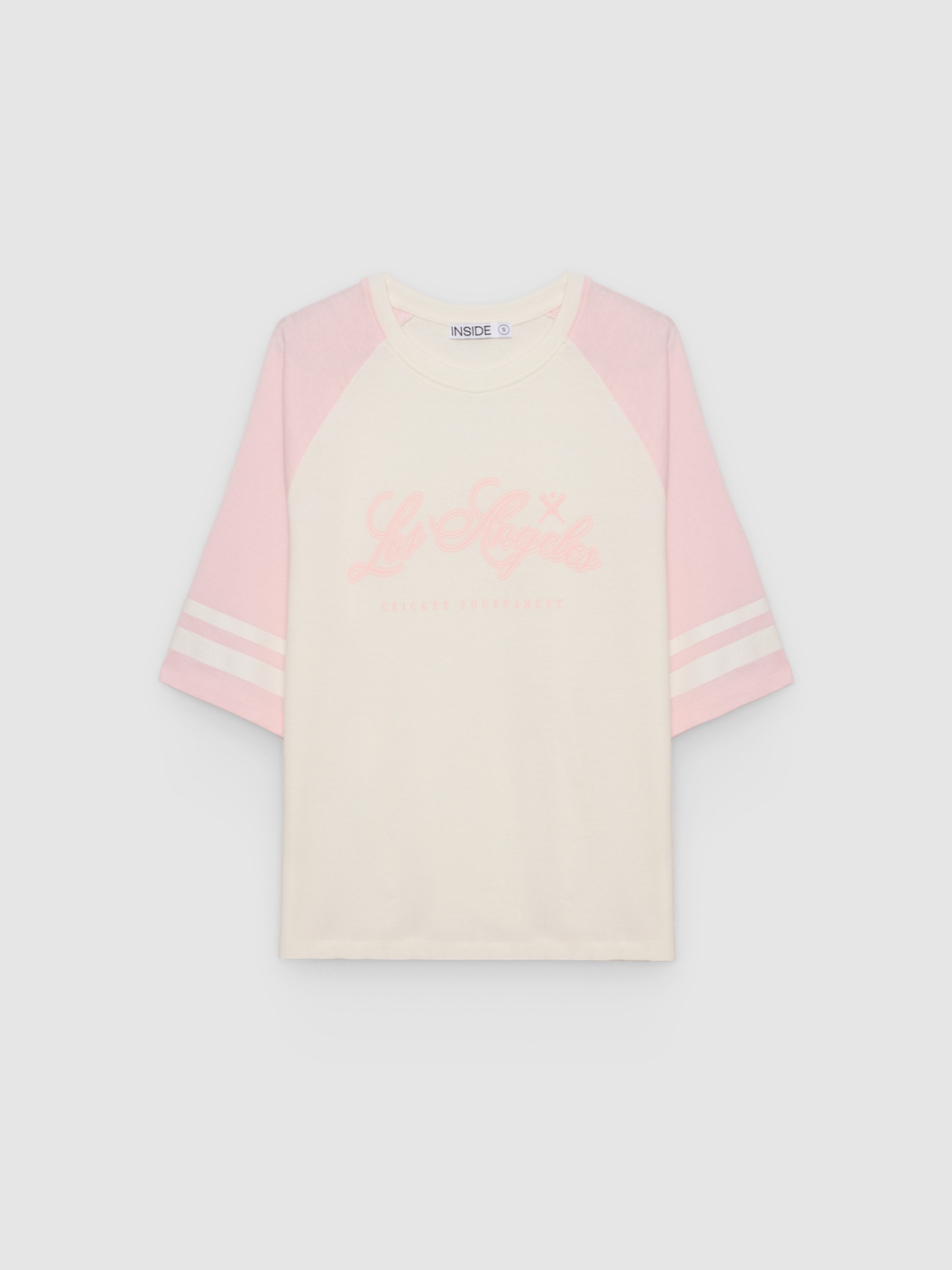 Camiseta de algodão manga curta oversize off white vista meia frontal