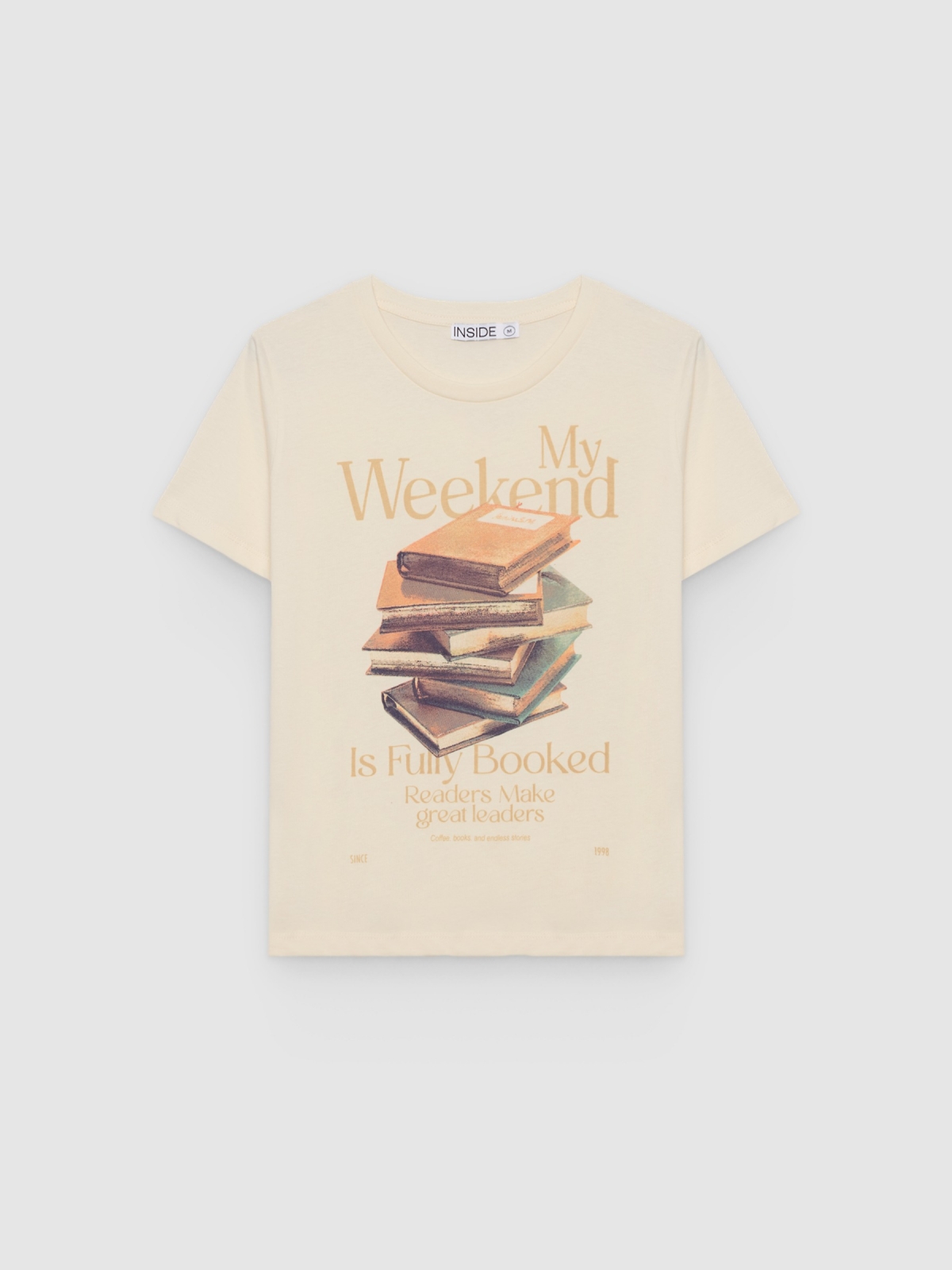 %Pto% Fully Booked T-shirt off white front view