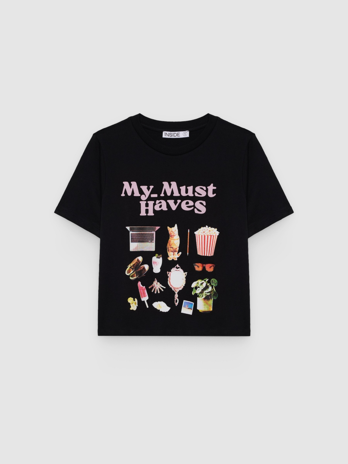 %Pto% Cotton graphic t-shirt black front view
