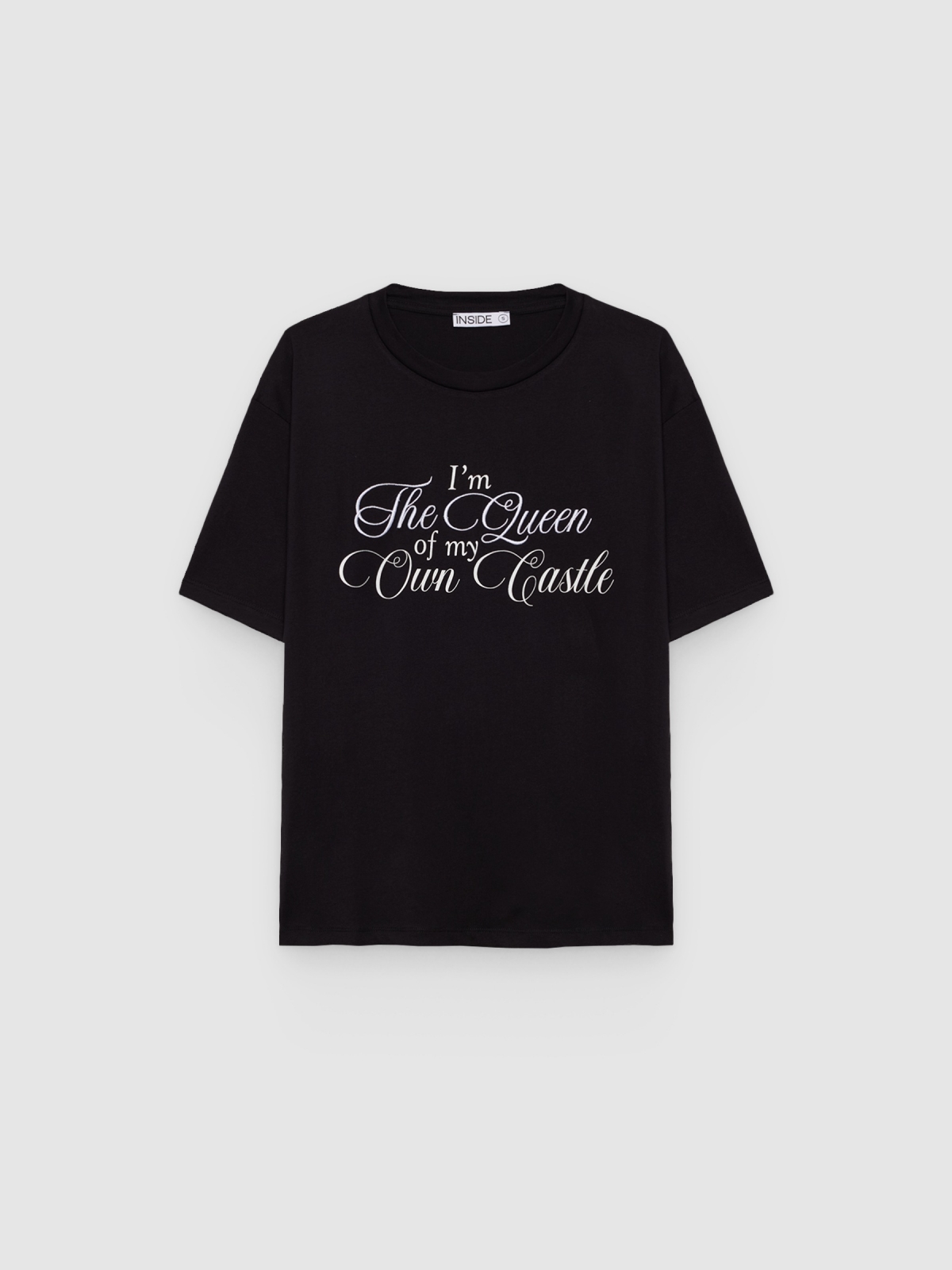 %Pto% Oversize Queen T-shirt black front view