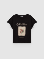 %Pto% Camiseta volantes Memories negro vista frontal