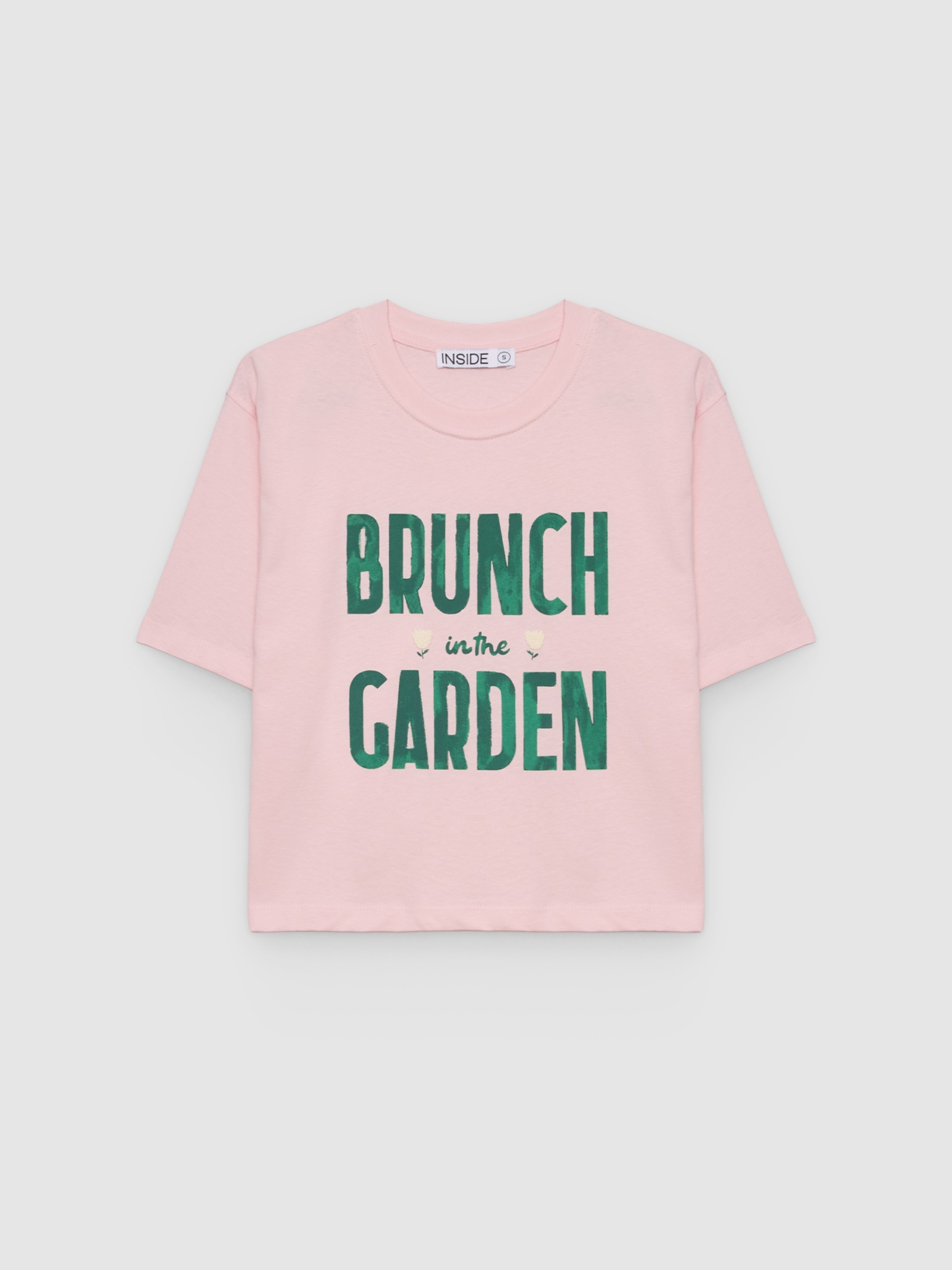 Camiseta Brunch rosa claro vista meia frontal