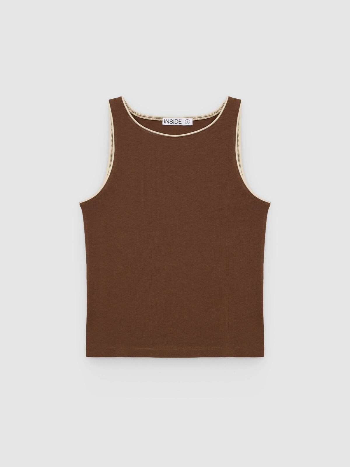 %Pto% Halter top cotton contrast chocolate front view