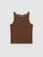 %Pto% Top halter algodão contraste chocolate vista frontal