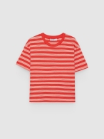 %Pto% Camiseta rayas algodón Oversize coral vista frontal