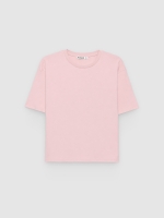 %Pto% Camiseta básica de algodão rosa claro vista frontal