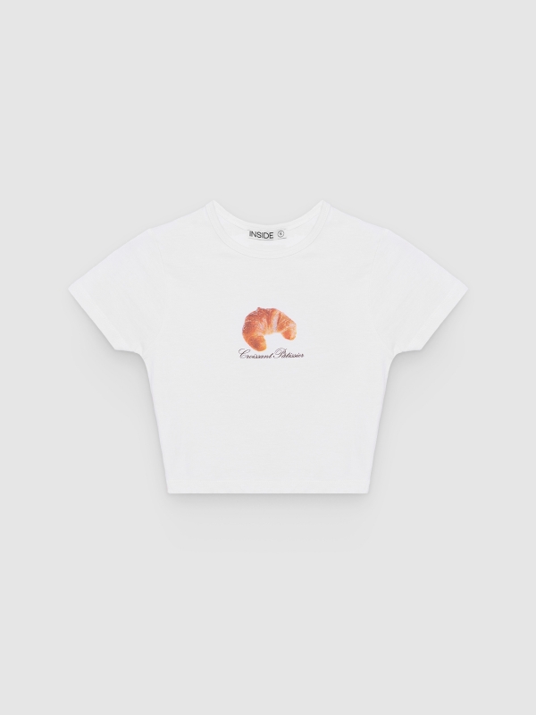  Croissant crop t-shirt white front view