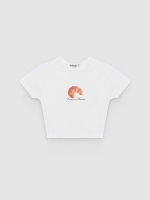 %Pto% Croissant crop t-shirt white front view