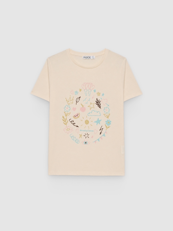 %Pto% Cotton graphic t-shirt off white front view