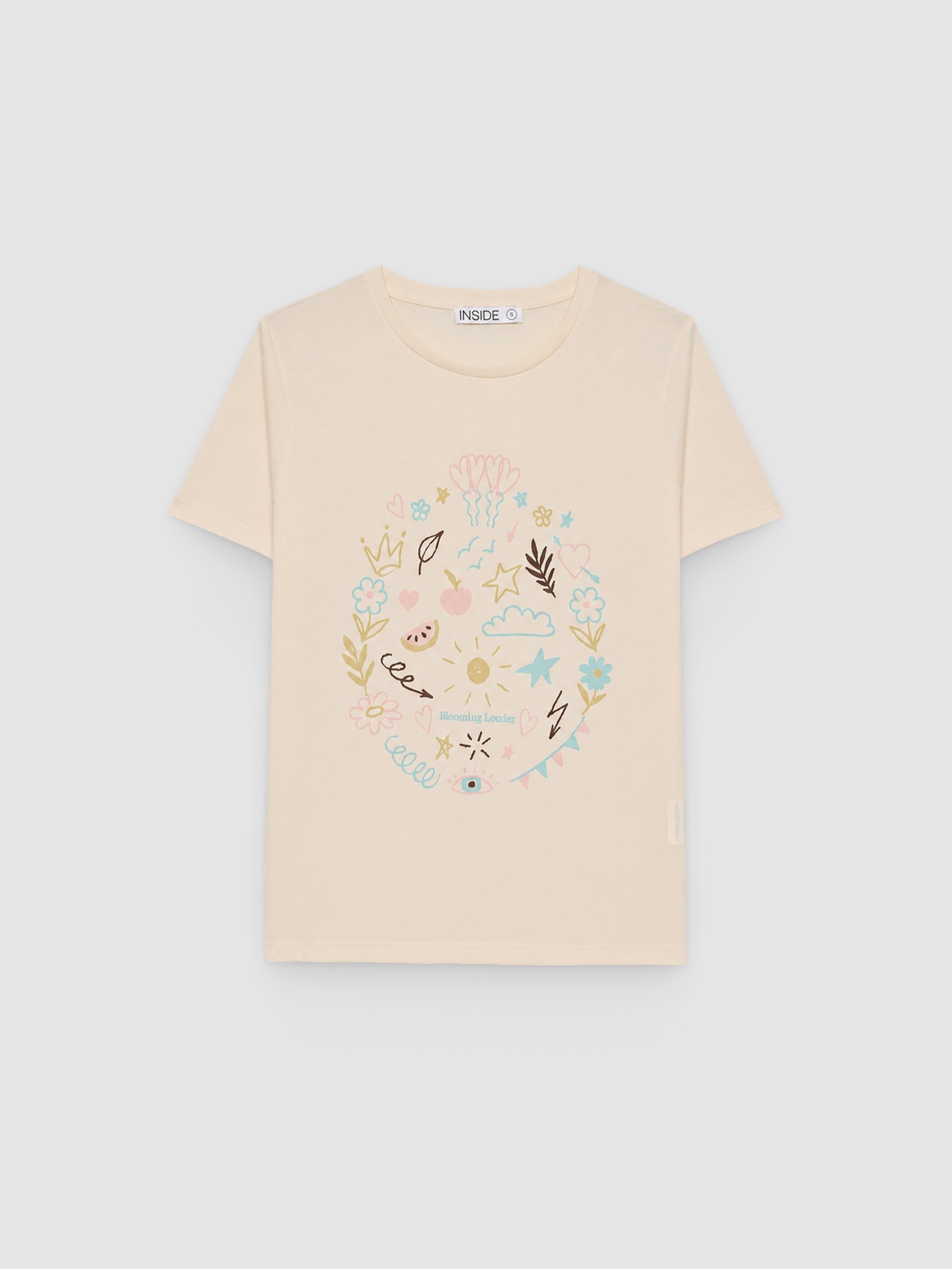 Cotton graphic t-shirt off white middle front view