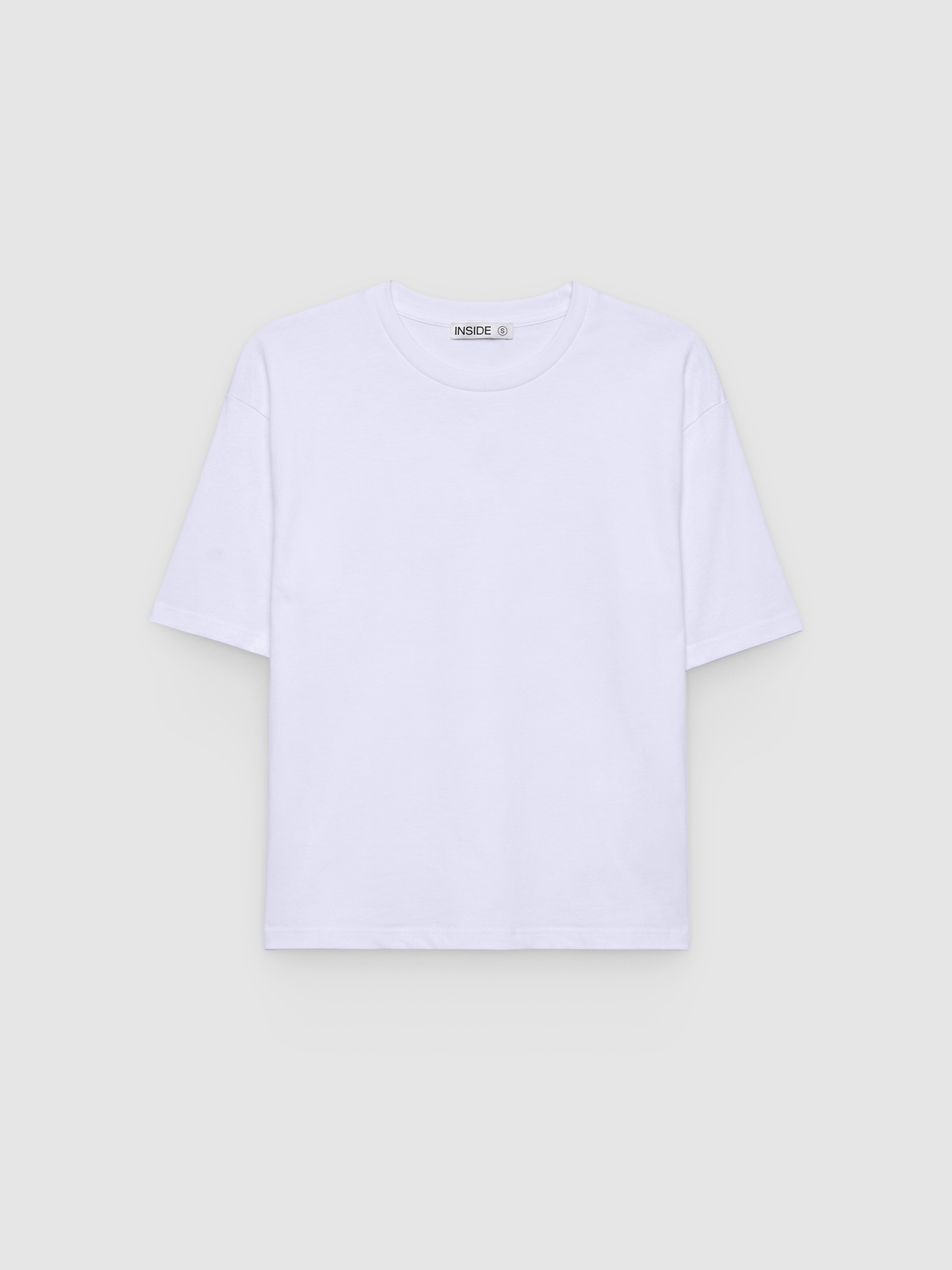 Camiseta básica de algodón blanco vista media frontal
