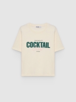 %Pto% Camiseta algodão Cocktail off white vista frontal