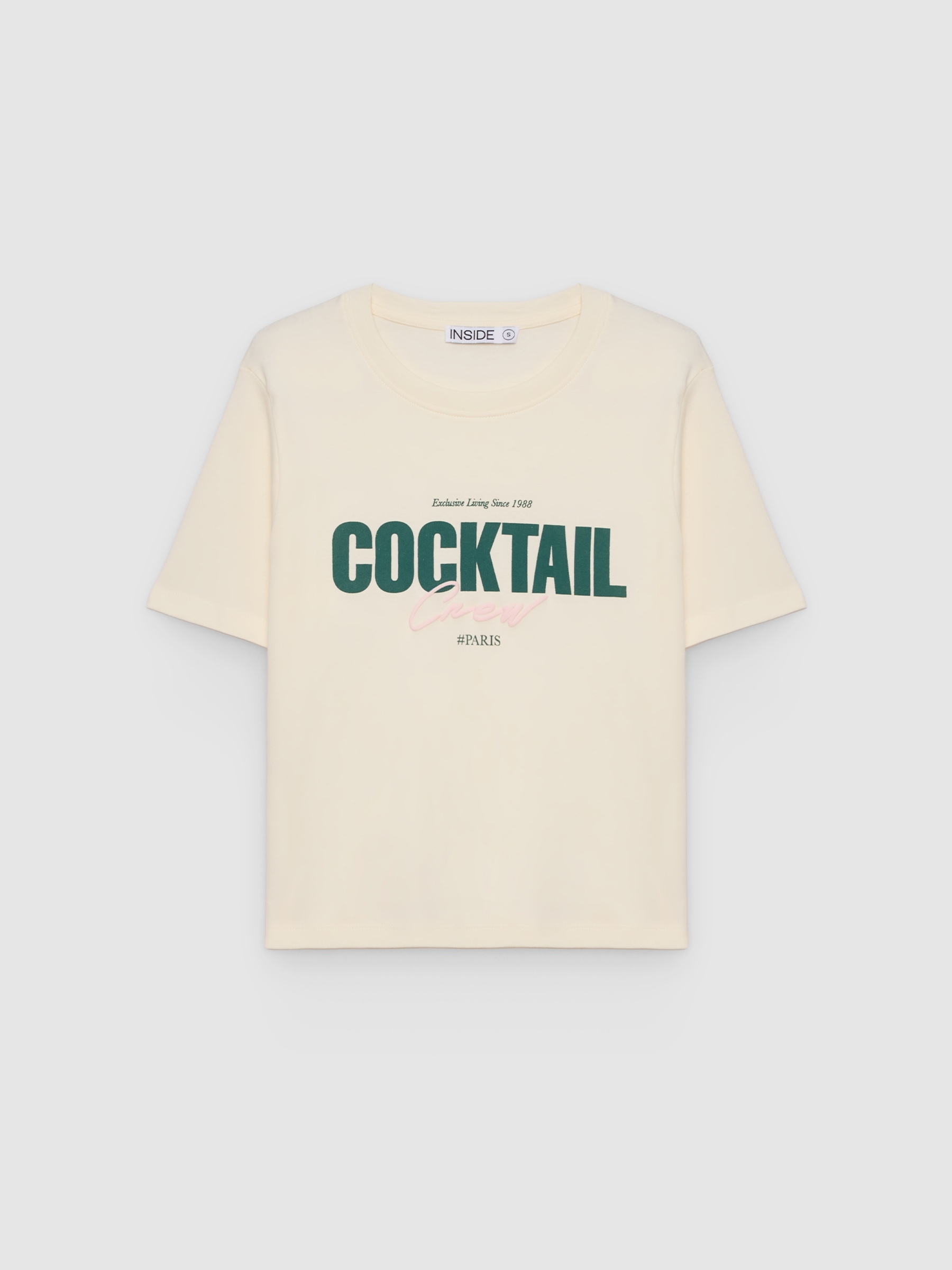 Cotton T-shirt Cocktail off white middle front view