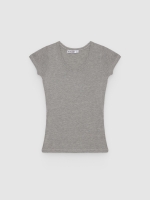 %Pto% Basic V-neck T-shirt melange grey front view