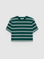 %Pto% Camiseta crop rayas algodón verde oscuro vista frontal