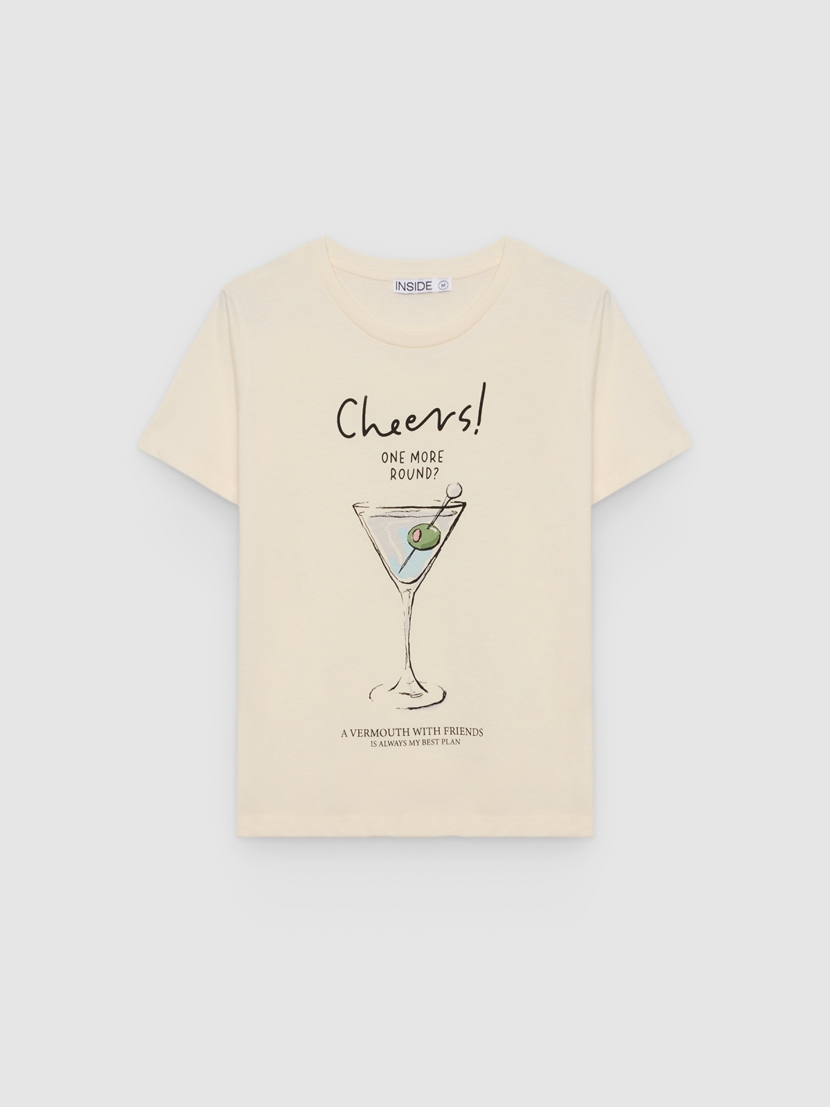 %Pto% Camiseta Cheers de algodão off white vista frontal