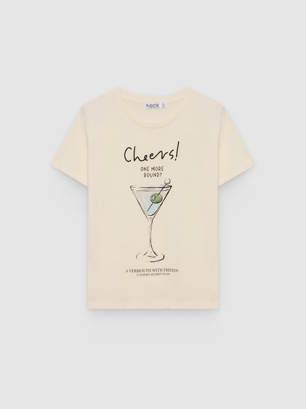  Camiseta Cheers de algodão off white vista frontal