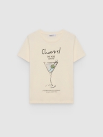 %Pto% Camiseta Cheers de algodão off white vista frontal