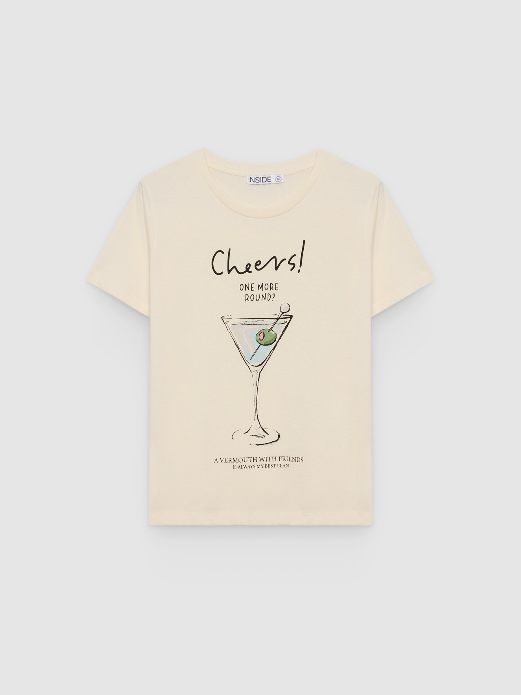 Camiseta Cheers de algodón blanco roto vista media frontal