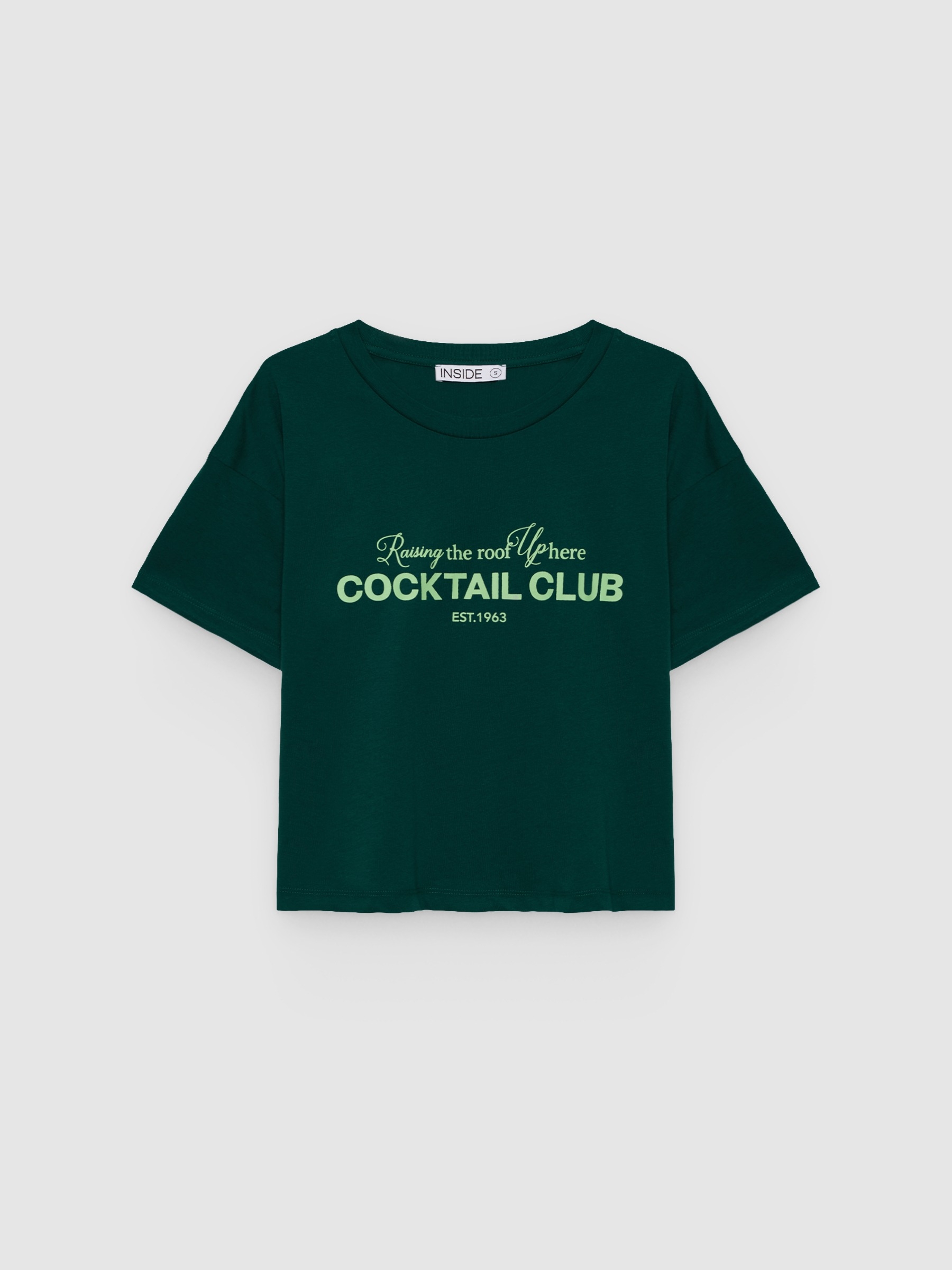 Camiseta Cocktail Club verde escuro vista meia frontal