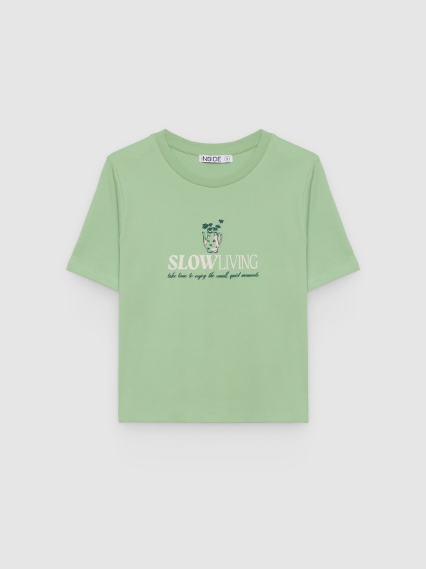 Camiseta Slow living verde claro vista frontal