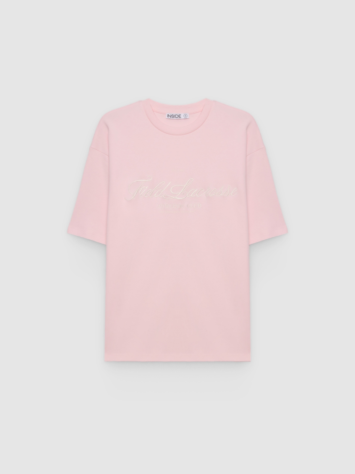 %Pto% Camiseta oversize algodão rosa claro vista frontal