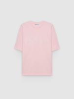 %Pto% Camiseta oversize algodão rosa claro vista frontal
