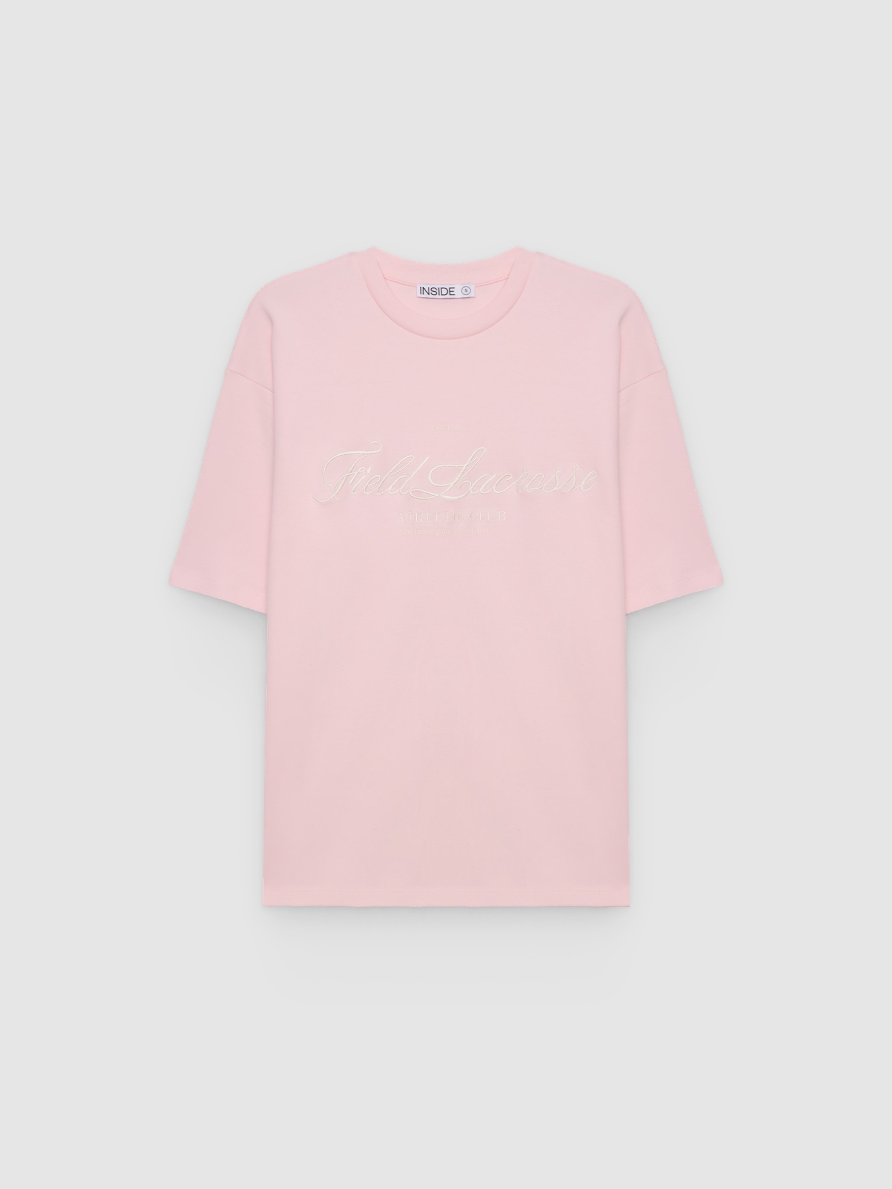 Oversize cotton t-shirt light pink middle front view