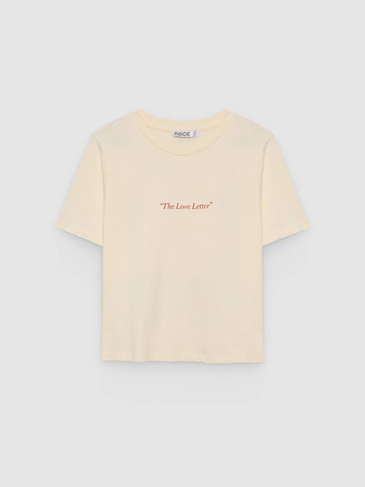 %Pto% Camiseta love letter algodão off white vista frontal