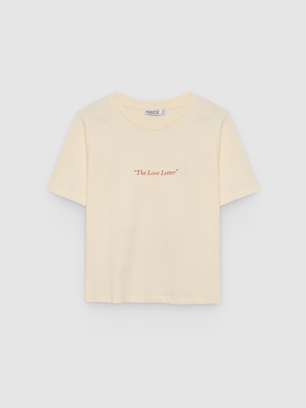  Camiseta love letter algodão off white vista frontal
