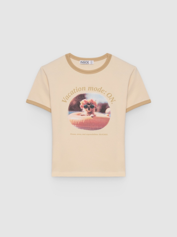 %Pto% Vacation contrast T-shirt off white front view