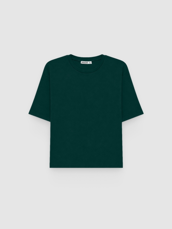  Camiseta básica de algodón verde oscuro vista frontal