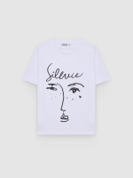 %Pto% Casual cotton face t-shirt white front view