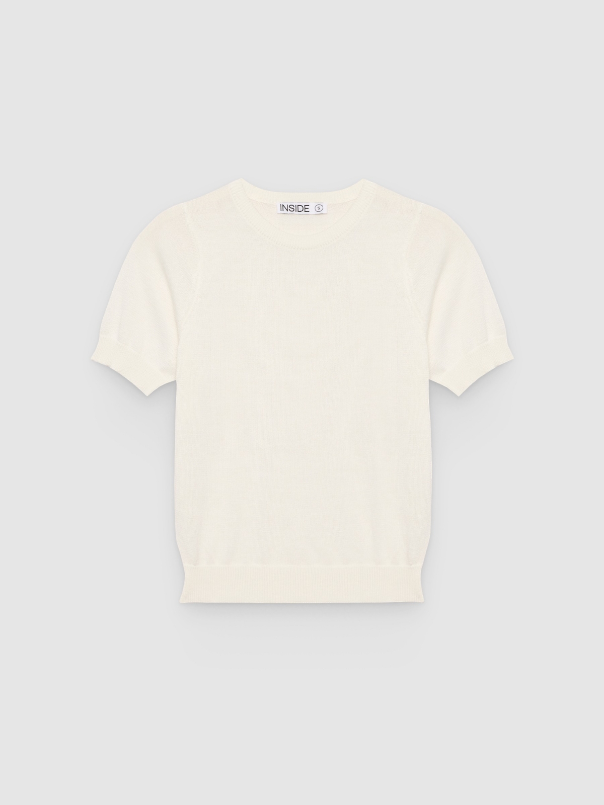 %Pto% Jersey básico gola redonda off white vista frontal