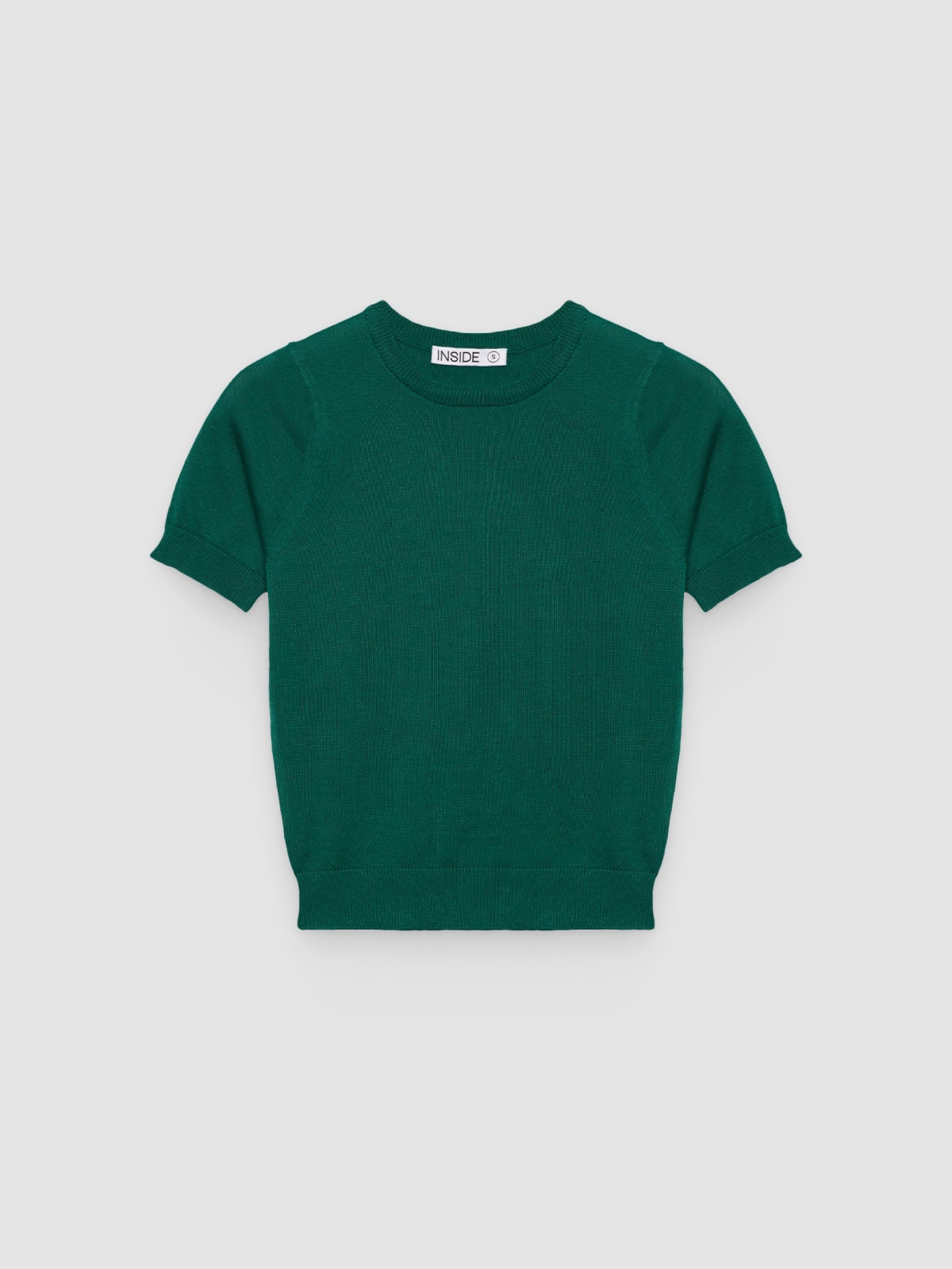 %Pto% Jersey básico cuello redondo verde oscuro vista frontal