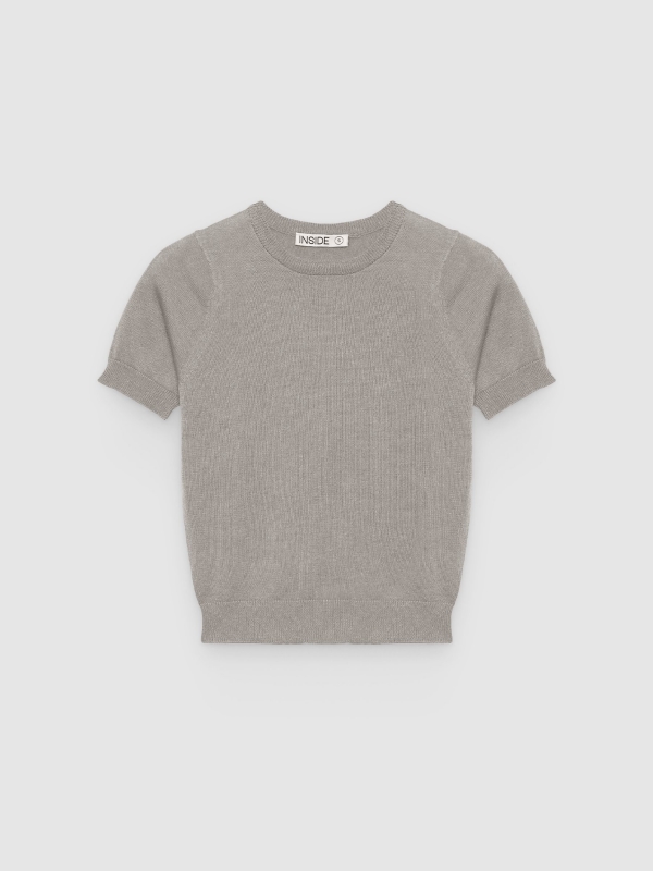  Basic round neck jersey medium grey front view