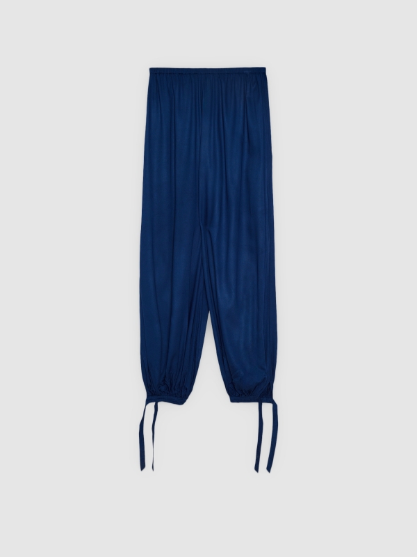  Pantalón bombacho lazos tiro alto azul eléctrico vista frontal