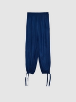 %Pto% Pantalón bombacho lazos tiro alto azul eléctrico vista frontal