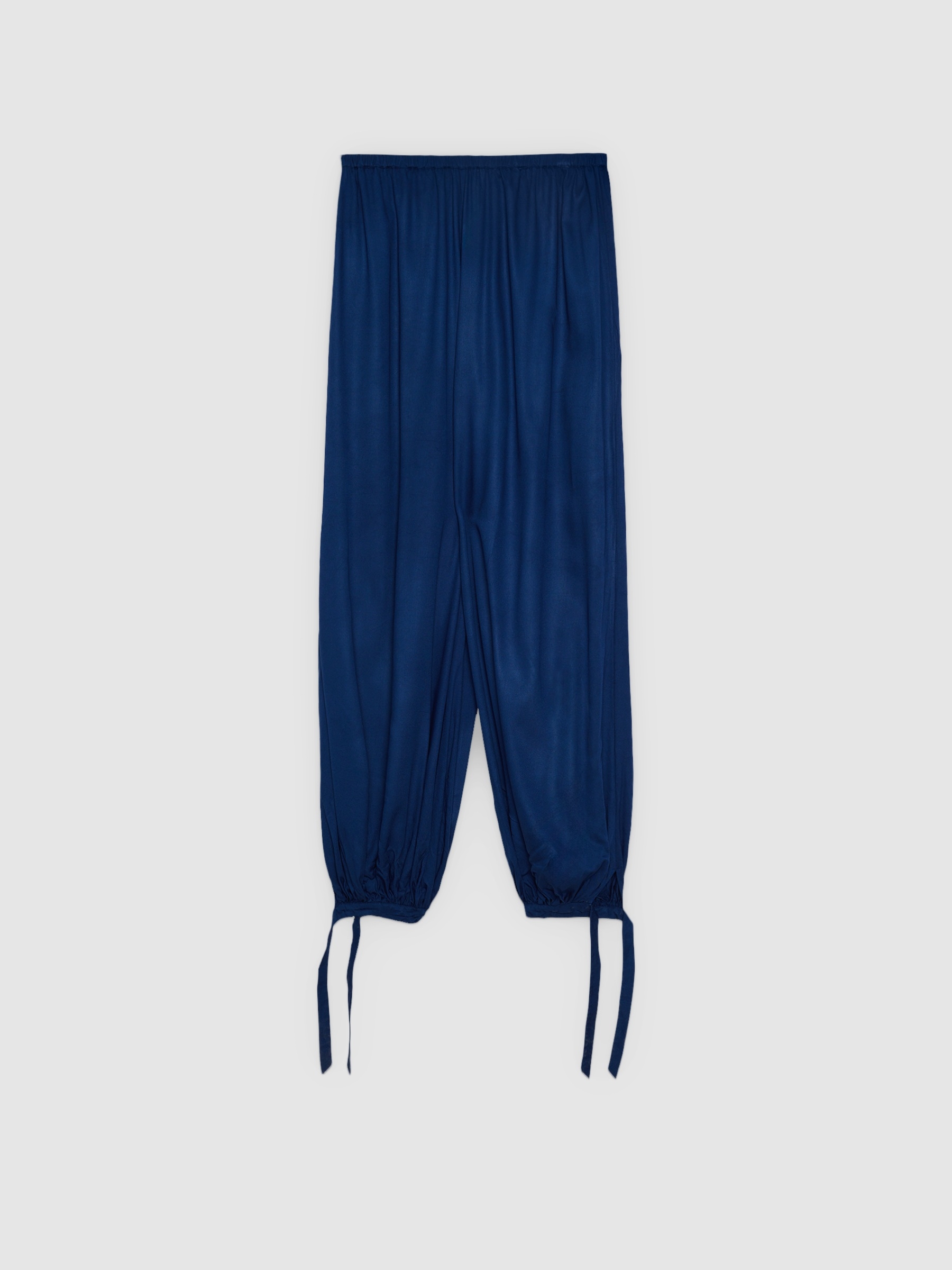  High-waisted baggy pants with bows electric blue front view