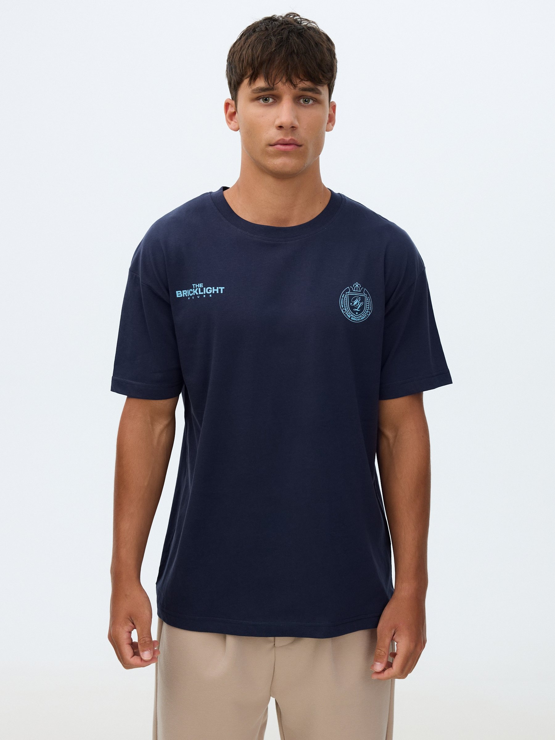 Camiseta estampada bricklight azul marinho vista meia frontal