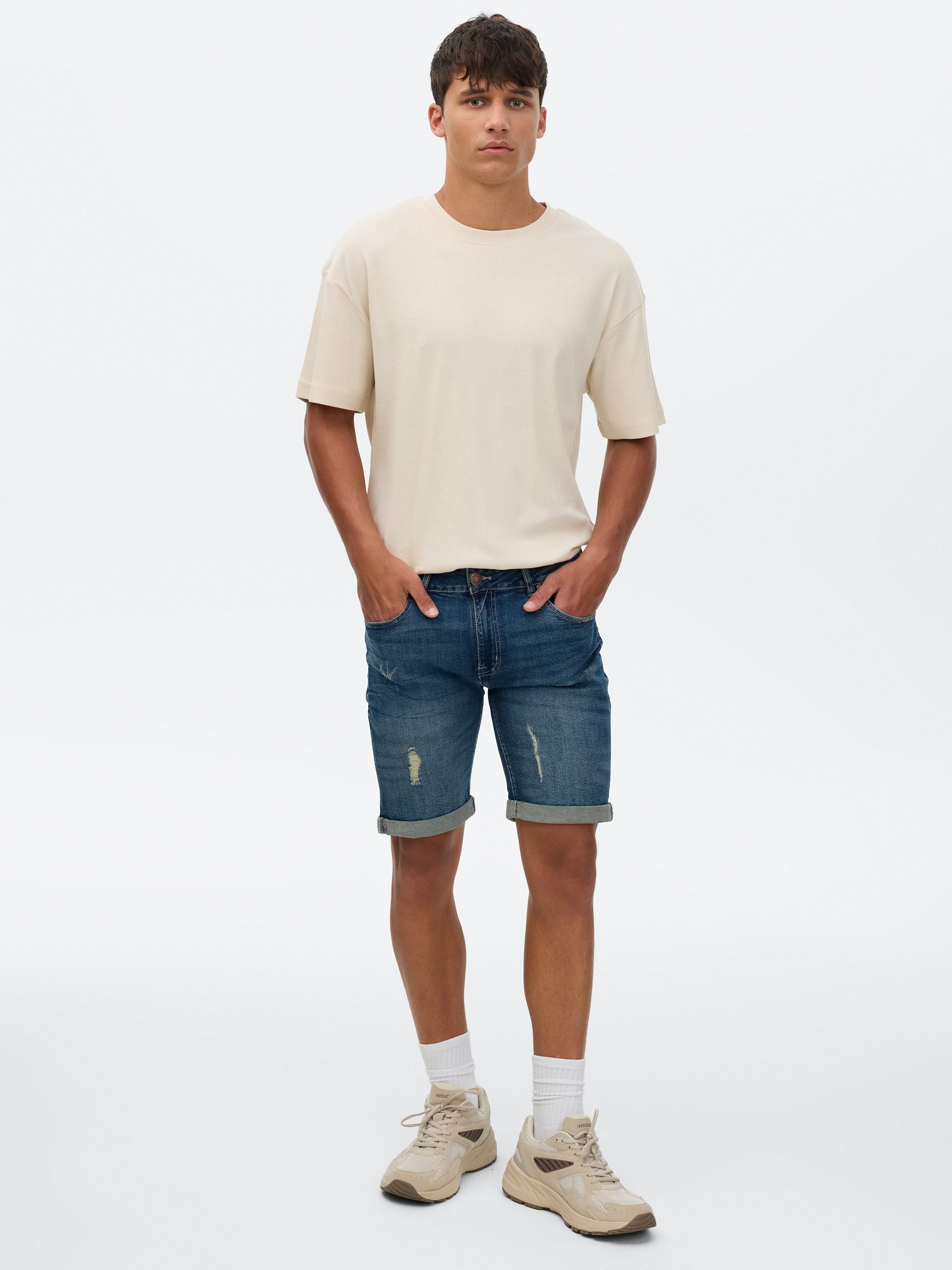 Bermuda vaquera skinny azul vista media frontal