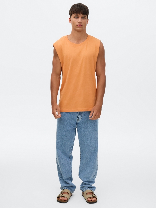 Camiseta básica sin mangas coral vista general frontal