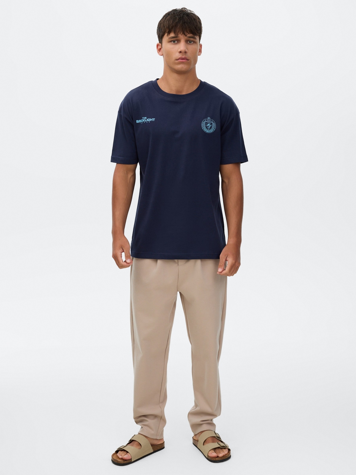 Camiseta estampada bricklight azul marinho vista geral frontal