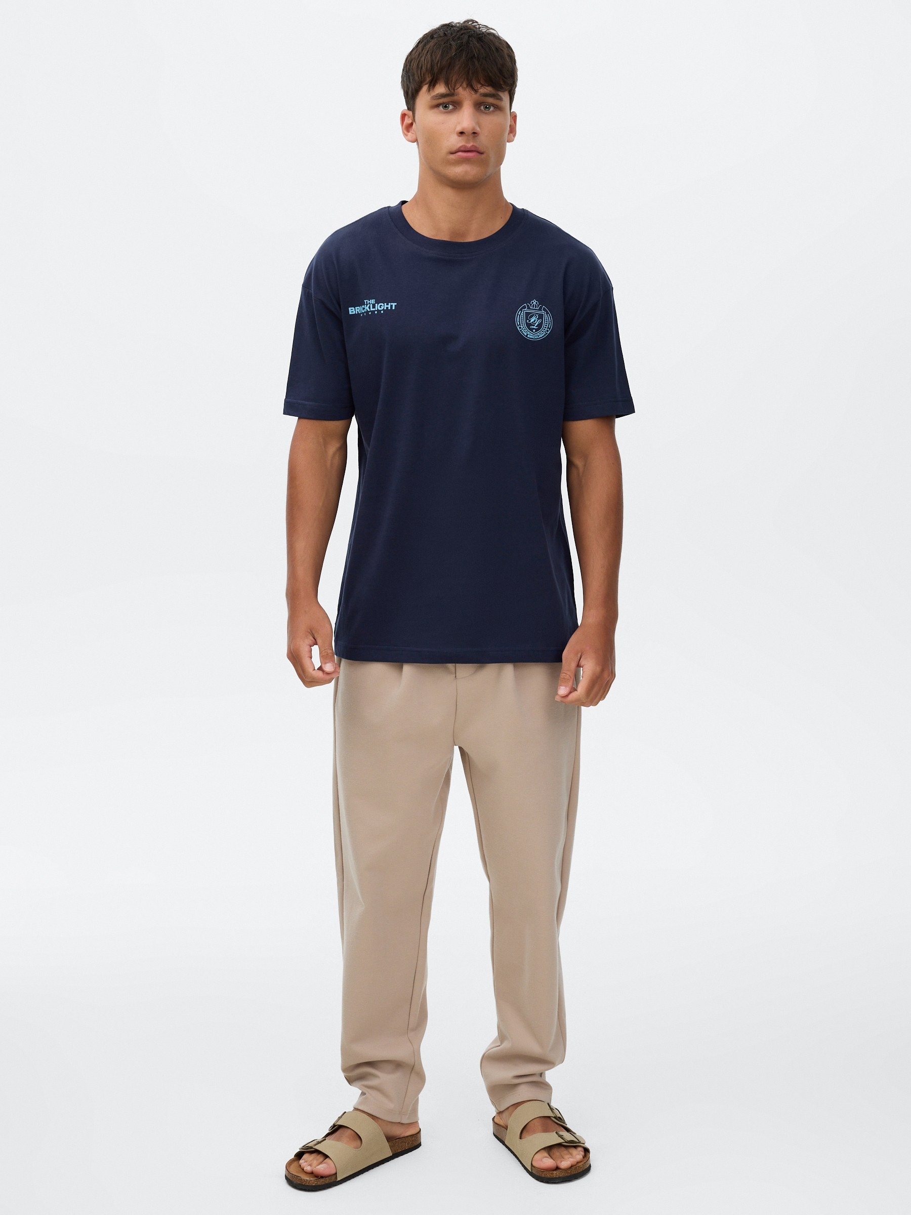 Camiseta estampada bricklight azul marinho vista meia frontal