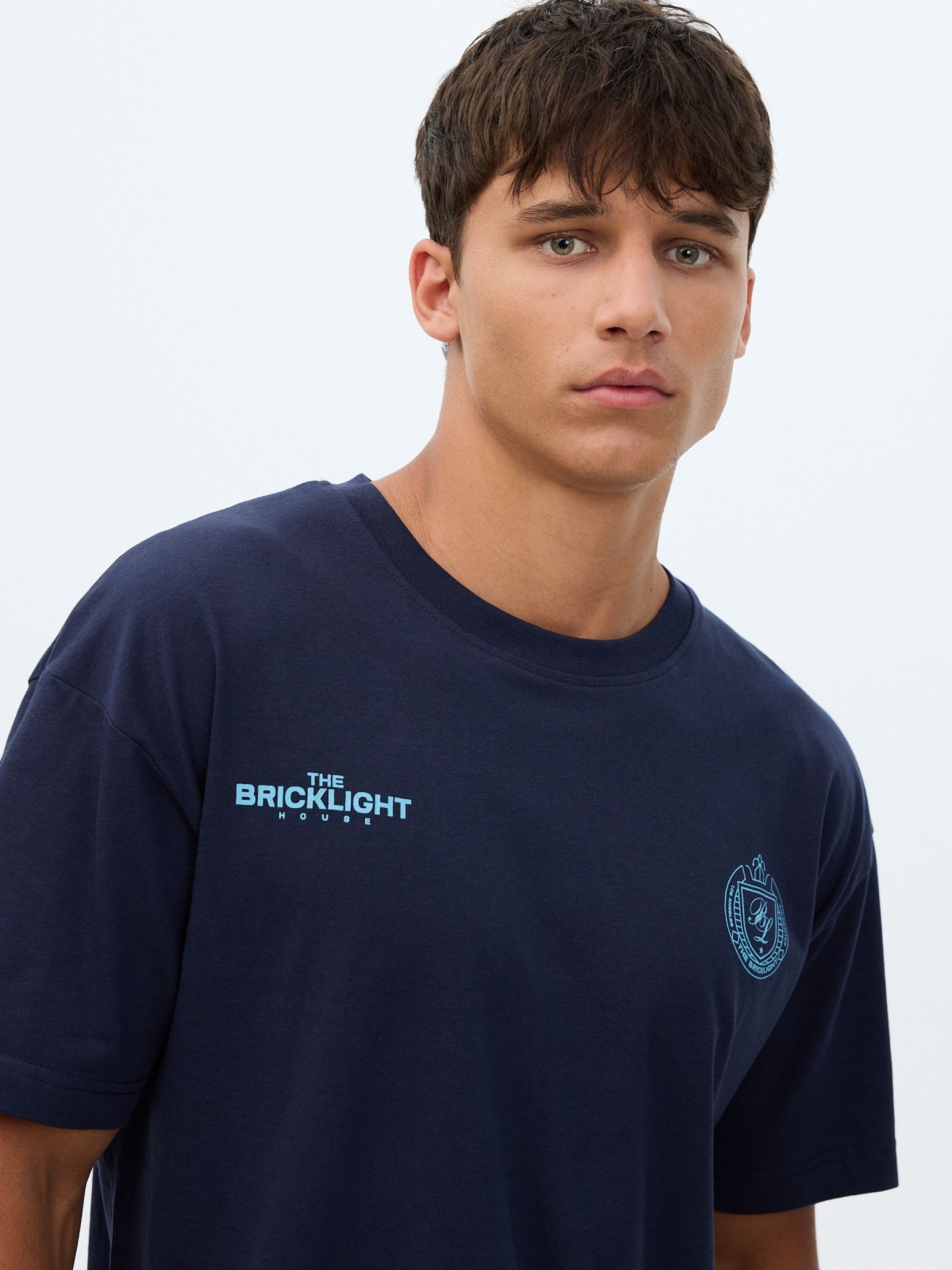 Printed T-shirt bricklight navy detail view