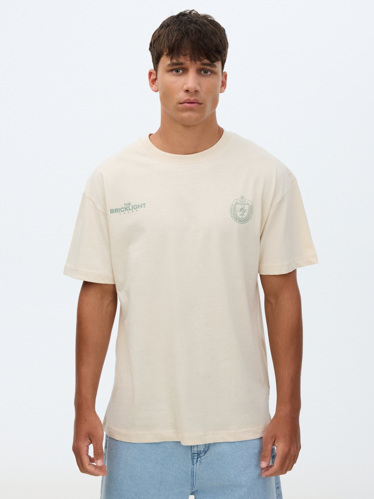 Camiseta estampada bricklight crua vista meia frontal