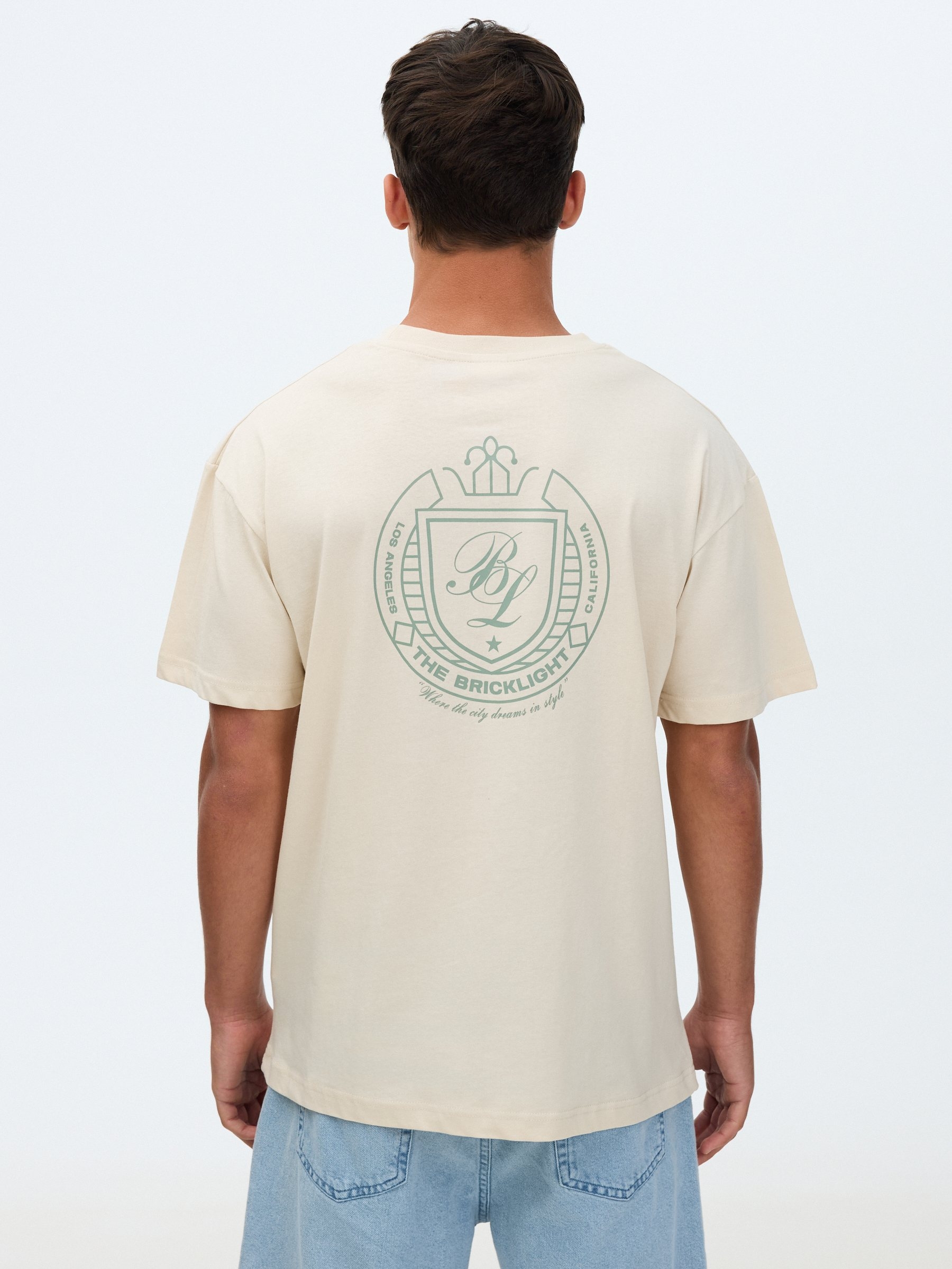 Camiseta estampada bricklight crua vista meia frontal