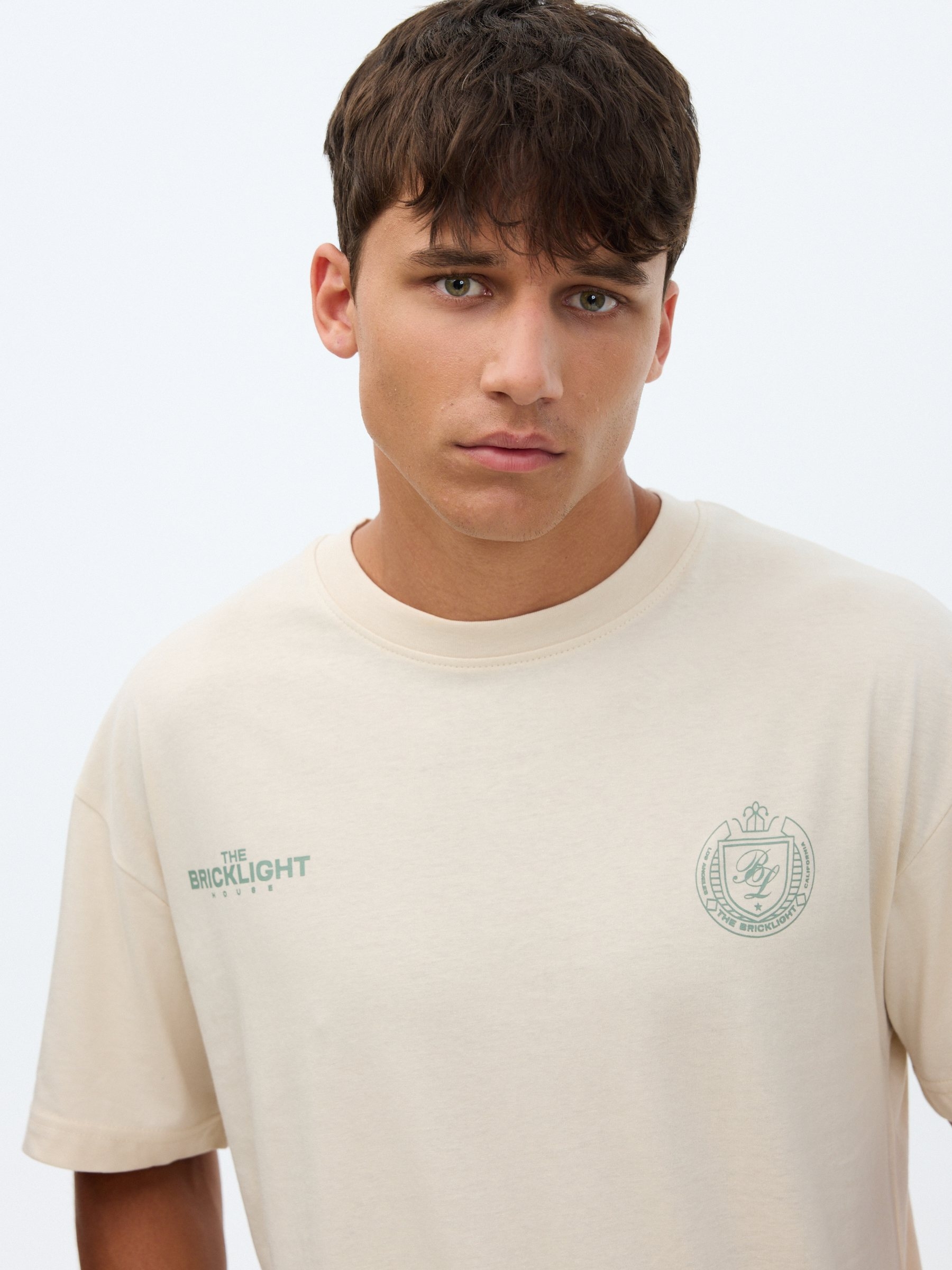 Printed T-shirt bricklight raw middle front view